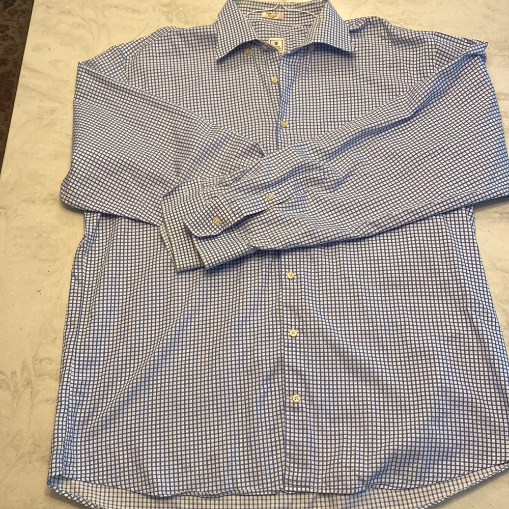 Peter Millar blue check button down